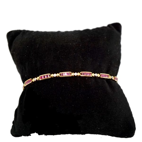 BRACELETS TENNIS DIAMANTS & RUBIS OR JAUNE 18K