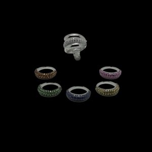BAGUE ADLER CAMELEON DUO DE BAGUES INTERCHANGEABLES AVEC 6 BAGUES SERTIE DE PIERRES OR GRIS/JAUNE 18K