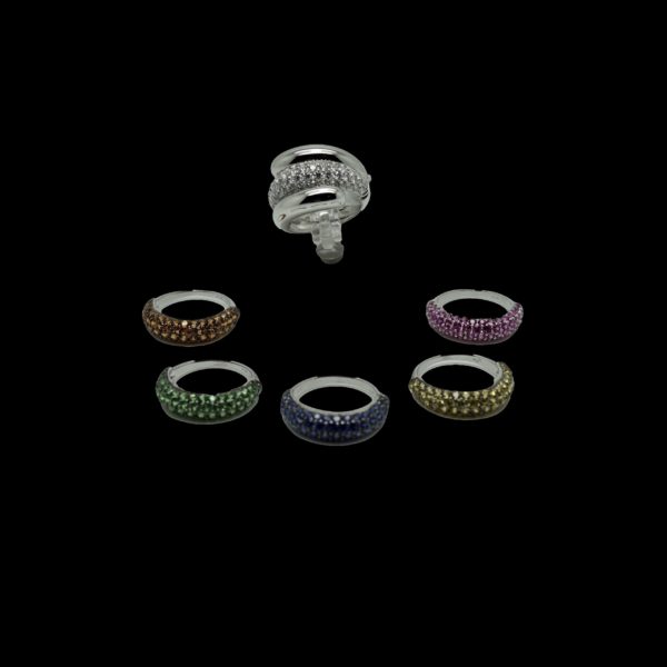 BAGUE ADLER CAMELEON DUO DE BAGUES INTERCHANGEABLES AVEC 6 BAGUES SERTIE DE PIERRES OR GRIS/JAUNE 18K – Image 2