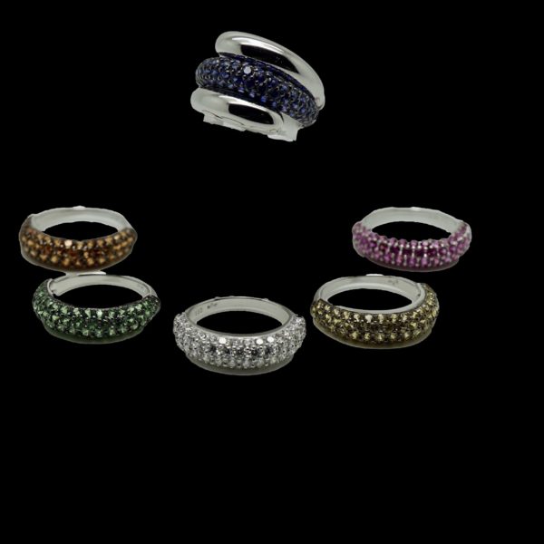 BAGUE ADLER CAMELEON DUO DE BAGUES INTERCHANGEABLES AVEC 6 BAGUES SERTIE DE PIERRES OR GRIS/JAUNE 18K – Image 3