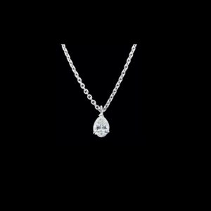COLLIER-PENDENTIF  SOLITAIRE OR GRIS 18K ET DIAMANT TAILLE POIRE 0.50CTS LONGUEUR 42CM