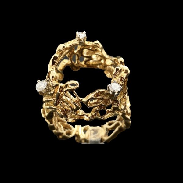 BAGUE GILBERT ALBERT AVEC PERLES INTERCHANGEABLES OR JAUNE 18K ET 3 DIAMANTS TAILLE 52 – Image 5