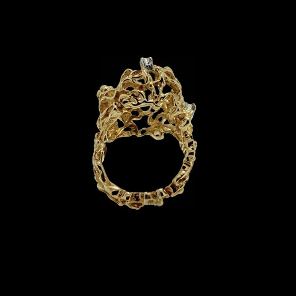 BAGUE GILBERT ALBERT AVEC PERLES INTERCHANGEABLES OR JAUNE 18K ET 3 DIAMANTS TAILLE 52 – Image 10