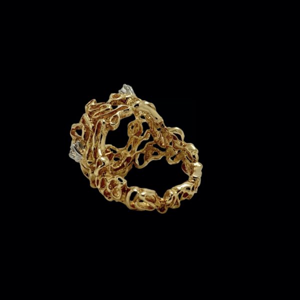 BAGUE GILBERT ALBERT AVEC PERLES INTERCHANGEABLES OR JAUNE 18K ET 3 DIAMANTS TAILLE 52 – Image 9