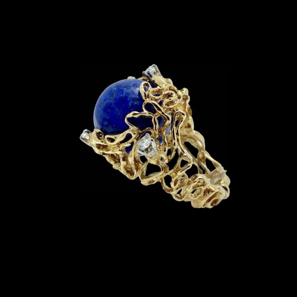 BAGUE GILBERT ALBERT AVEC PERLES INTERCHANGEABLES OR JAUNE 18K ET 3 DIAMANTS TAILLE 52 – Image 11