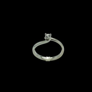 BAGUE SOLITAIRES CROISEE DIAMANT 0,20CT. TOP WESSELTON OR GRIS 18K/750