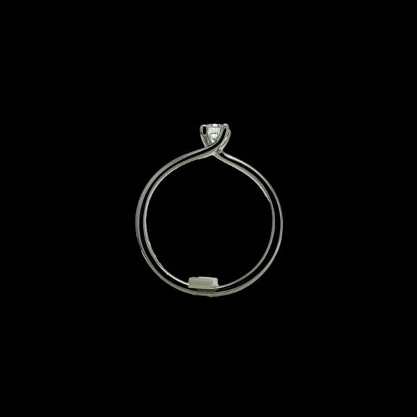 BAGUE SOLITAIRES CROISEE DIAMANT 0,20CT. TOP WESSELTON OR GRIS 18K/750 – Image 3