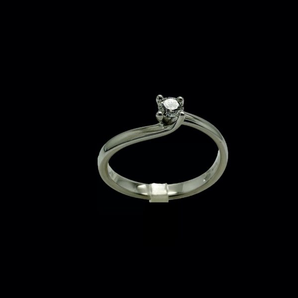BAGUE SOLITAIRES CROISEE DIAMANT 0,20CT. TOP WESSELTON OR GRIS 18K/750 – Image 4