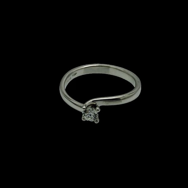 BAGUE SOLITAIRES CROISEE DIAMANT 0,20CT. TOP WESSELTON OR GRIS 18K/750 – Image 5
