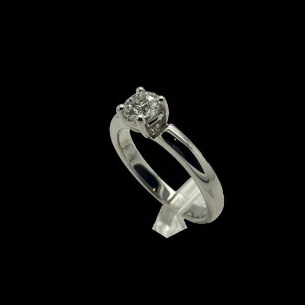 BAGUE SOLITAIRES BUCHERER DIAMANT 0,45CT. TOP WESSELTON OR GRIS 18K/750 – Image 2