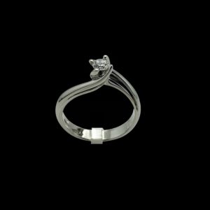 BAGUE SOLITAIRES VAGUE DIAMANT 0,20CT. TOP WESSELTON OR GRIS 18K