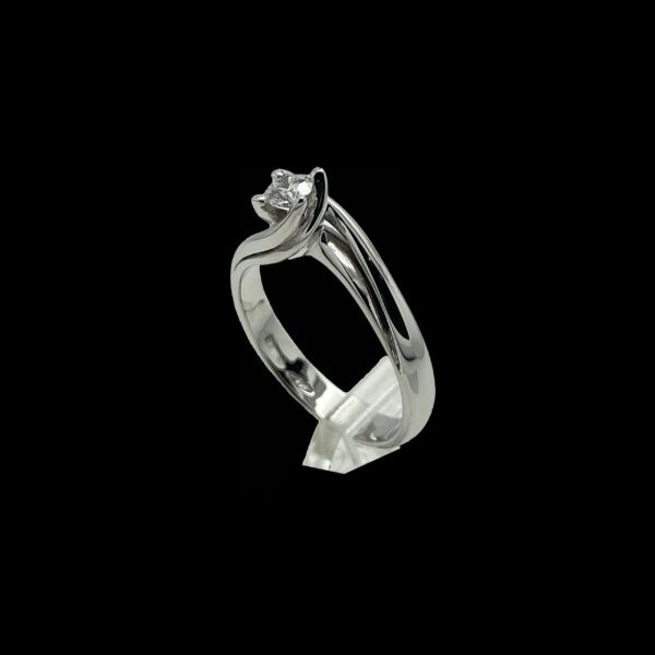 BAGUE SOLITAIRES VAGUE DIAMANT 0,20CT. TOP WESSELTON OR GRIS 18K – Image 2