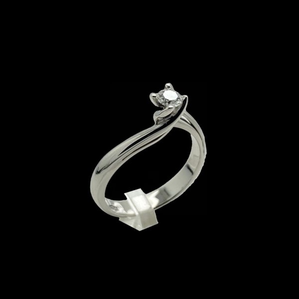 BAGUE SOLITAIRES VAGUE DIAMANT 0,20CT. TOP WESSELTON OR GRIS 18K – Image 3