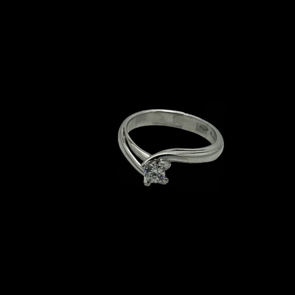BAGUE SOLITAIRES VAGUE DIAMANT 0,20CT. TOP WESSELTON OR GRIS 18K – Image 5