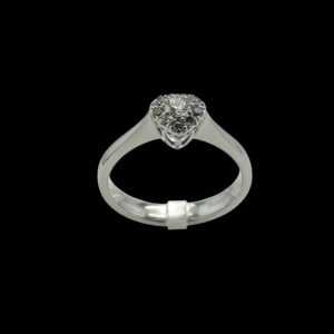 BAGUE BOUQUET DE DIAMANTS COEUR 0,40CT. ET OR GRIS 18K TAILLE 54