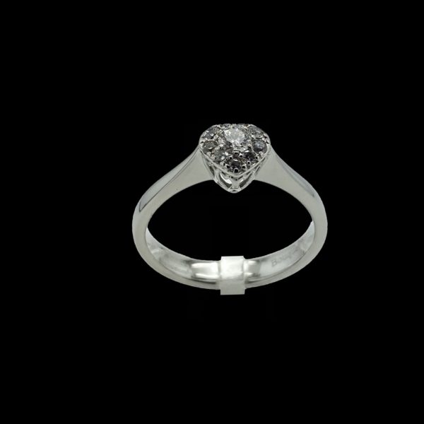 BAGUE BOUQUET DE DIAMANTS COEUR 0,40CT. ET OR GRIS 18K TAILLE 54 – Image 5