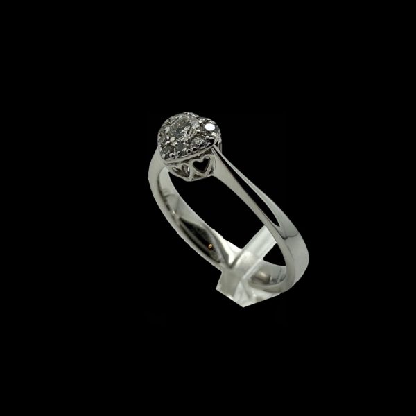 BAGUE BOUQUET DE DIAMANTS COEUR 0,40CT. ET OR GRIS 18K TAILLE 54 – Image 2