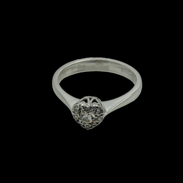 BAGUE BOUQUET DE DIAMANTS COEUR 0,40CT. ET OR GRIS 18K TAILLE 54 – Image 6