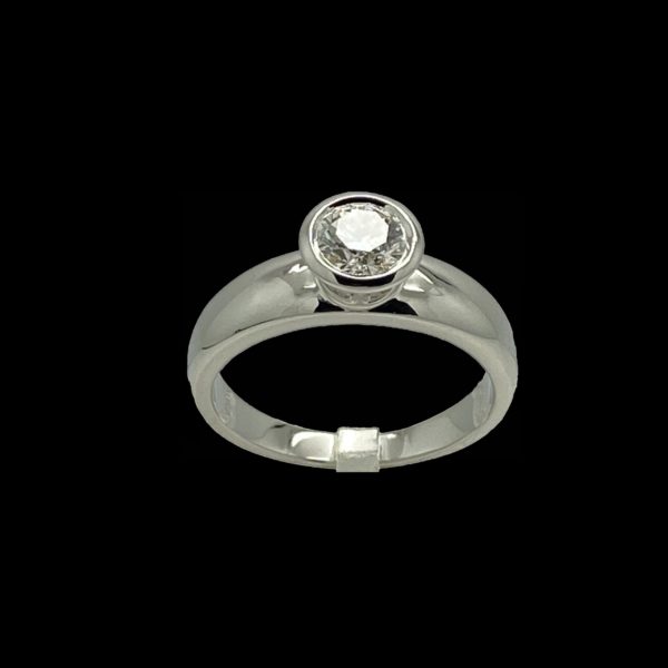 BAGUE SOLITAIRES KURZ DIAMANT TAILLE BRILLANT 0,75CT. GIA OR BLANC 18K/750 TAILLE 56 – Image 4