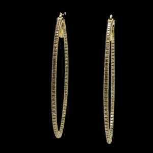 BOUCLES D'OREILLES CREOLES EN OR JAUNE 750 SERTIE DE 154 DIAMANTS