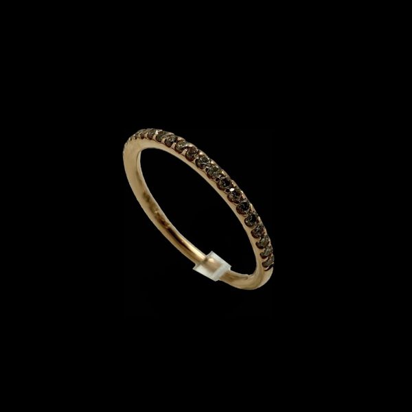 BAGUE DEMI-TOUR COMPLET SERTIE DIAMANTS OR ROSE 18K TAILLE 53 – Image 2