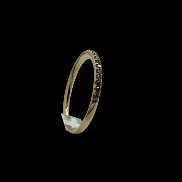 BAGUE DEMI-TOUR COMPLET SERTIE DIAMANTS OR ROSE 18K TAILLE 53 – Image 3