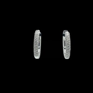 BOUCLES D'OREILLES CREOLES EN OR GRIS 750 SERTIE DE 37 DIAMANTS