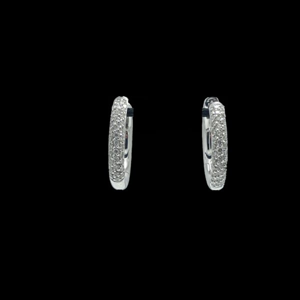 BOUCLES D'OREILLES CREOLES EN OR GRIS 750 SERTIE DE 37 DIAMANTS