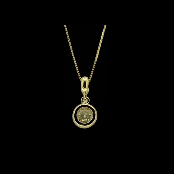 COLLIER-PENDENTIF  SOLITAIRE OR JAUNE 18K ET DIAMANT 0.65CT. – Image 4