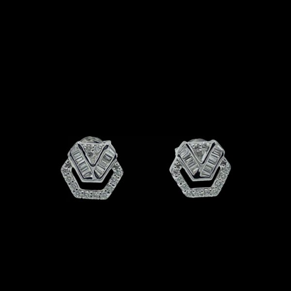 BOUCLES D'OREILLES EN OR GRIS 750 SERTIE DE DIAMANTS