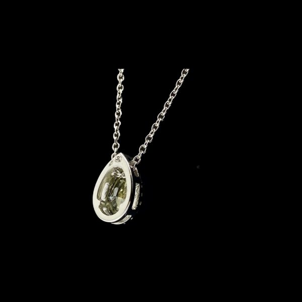 COLLIER-PENDENTIF  SOLITAIRE OR GRIS 18K/PALLADIE ET DIAMANT TAILLE POIRE 1CT. NATURAL FANCY YELLOW LONGUEUR 43CM – Image 5