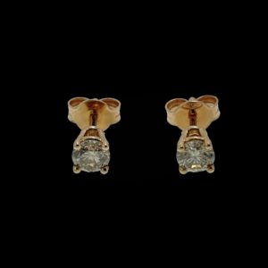BOUCLES D'OREILLES CLOUS EN OR ROSE 18 CARATS SERTIE DE DIAMANTS 2X 0,41 CTS NATURAL FANCY LIGHT PINKISH BROWN