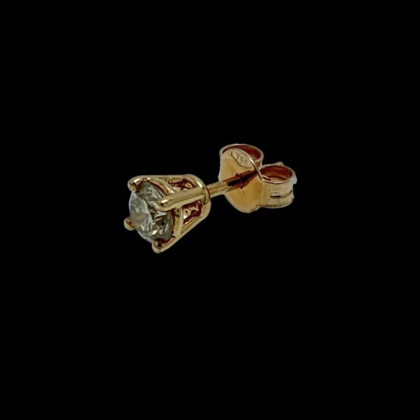 BOUCLES D'OREILLES CLOUS EN OR ROSE 18 CARATS SERTIE DE DIAMANTS 2X 0,41 CTS NATURAL FANCY LIGHT PINKISH BROWN – Image 2