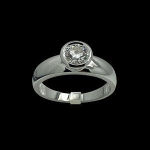 BAGUE SOLITAIRES KURZ DIAMANT TAILLE BRILLANT 0,75CT. GIA OR BLANC 18K/750 TAILLE 56