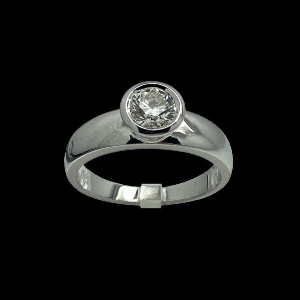 BAGUE SOLITAIRES KURZ DIAMANT TAILLE BRILLANT 0,75CT. GIA OR BLANC 18K/750 TAILLE 56