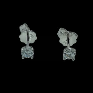 BOUCLES D'OREILLES CLOUS EN OR GRIS 18 CARATS SERTIE D'UN ZIRCON