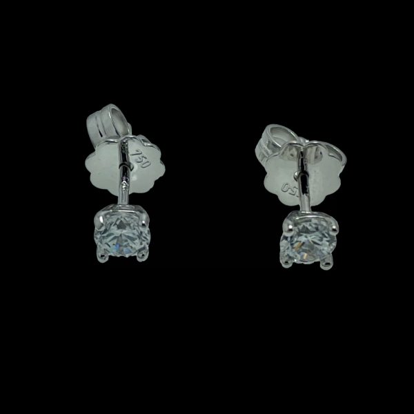 BOUCLES D'OREILLES CLOUS EN OR GRIS 18 CARATS SERTIE D'UN ZIRCON