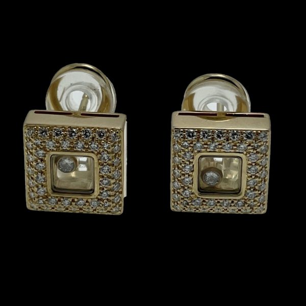 BOUCLES D'OREILLES CHOPARD HAPPY DIAMONDS EN OR JAUNE