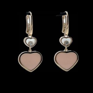 BOUCLES D'OREILLES CHOPARD HAPPY HEARTS EN OR ROSE