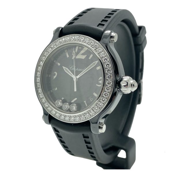CHOPARD HAPPY SPORT HAPPY BLACK 11 CERAMIQUE DIAMANTS LIMITED EDITION 822/1000 36MM Réf. 28/8507 – Image 2