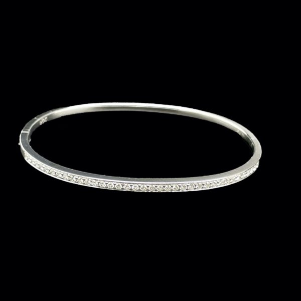 BRACELETS JONC OR GRIS 18K/750 SERTIE 37 DIAMANTS