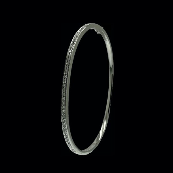 BRACELETS JONC OR GRIS 18K/750 SERTIE 37 DIAMANTS – Image 3