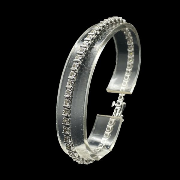 BRACELETS TENNIS SERTI DE 50 DIAMANTS ET OR GRIS 9K/333 – Image 3