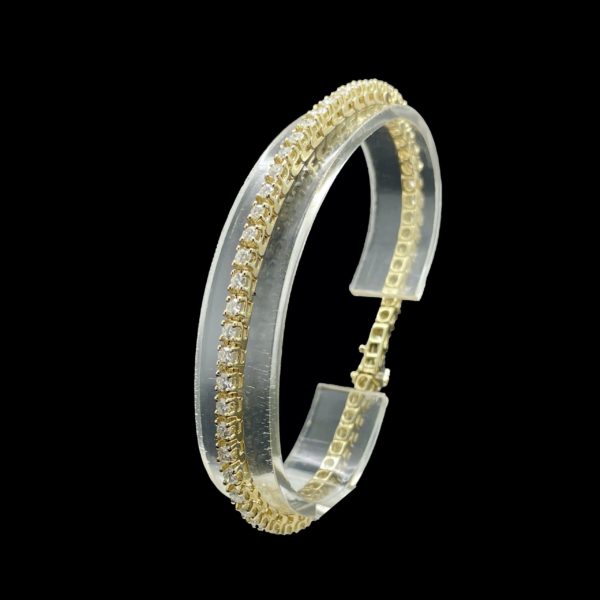 BRACELETS TENNIS SERTI DE 56 DIAMANTS ET OR JAUNE 14K/585 – Image 3