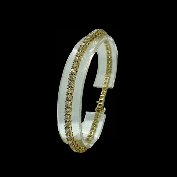 BRACELETS TENNIS SERTI DE 56 DIAMANTS ET OR JAUNE 14K/585 – Image 7