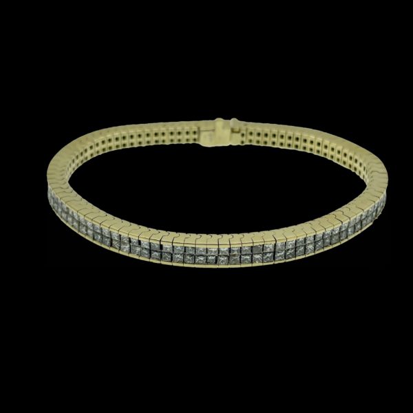 BRACELETS TENNIS DOUBLE RANGEE SERTI DE 188 DIAMANTS EN OR JAUNE 18K/750