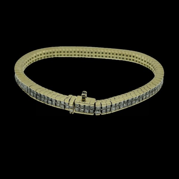 BRACELETS TENNIS DOUBLE RANGEE SERTI DE 188 DIAMANTS EN OR JAUNE 18K/750 – Image 4