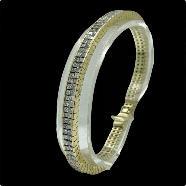 BRACELETS TENNIS DOUBLE RANGEE SERTI DE 188 DIAMANTS EN OR JAUNE 18K/750 – Image 7
