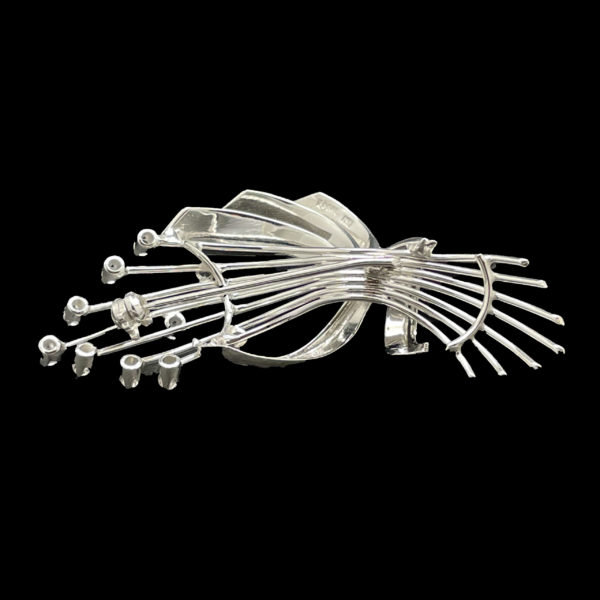 BROCHE RETRO BOUQUET OR GRIS 18K/750 ZIRCON – Image 2