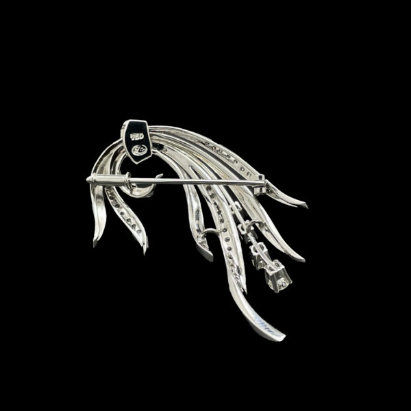BROCHE RETRO ROSEAUX OR GRIS 18K/750 DIAMANTS – Image 4
